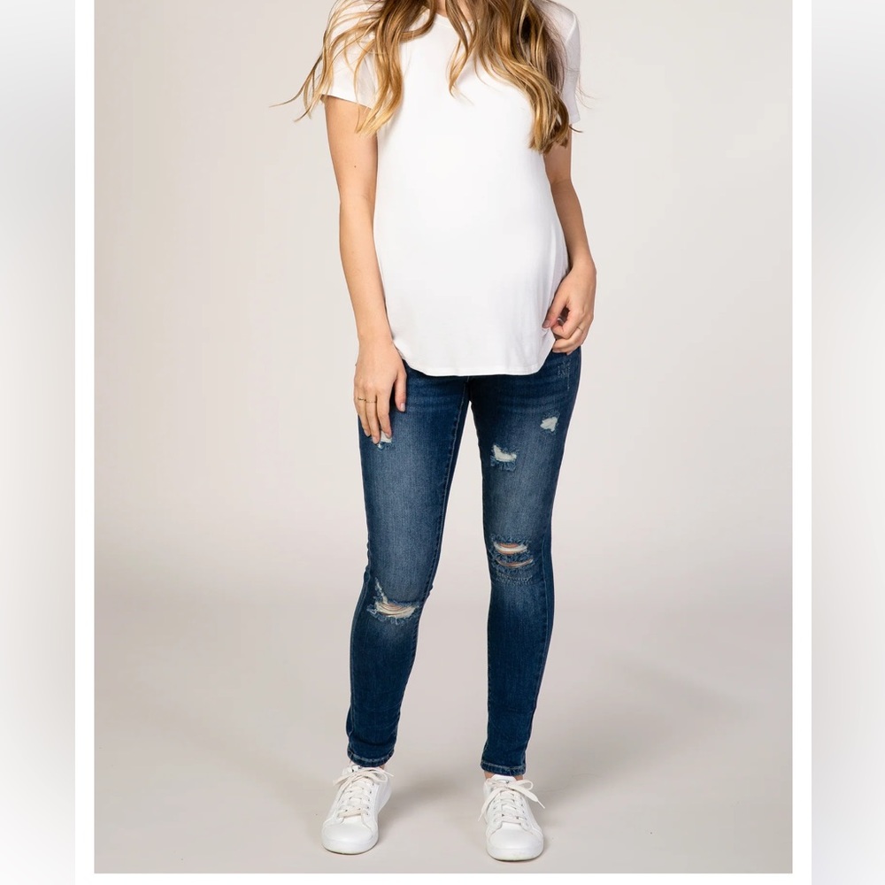 PinkBlush Blue Distressed Maternity Jeans